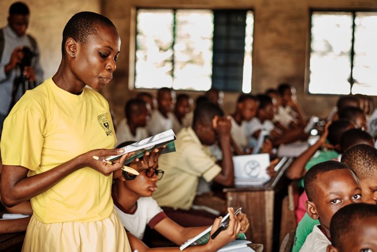 Students with books