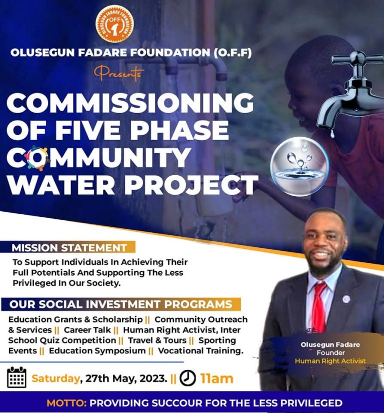 Olusegun fadare Foundation Community Water project